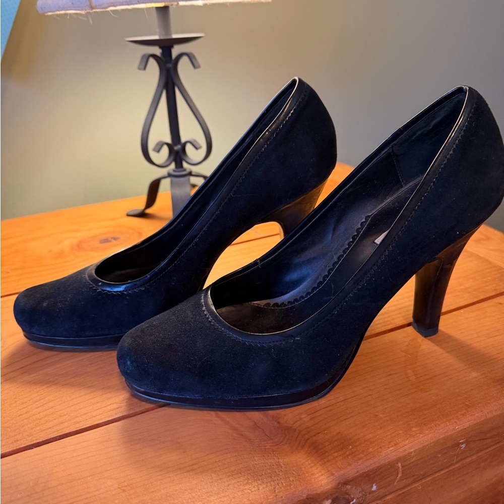 Alfani Black Suede Round-Toe High Heel Pumps